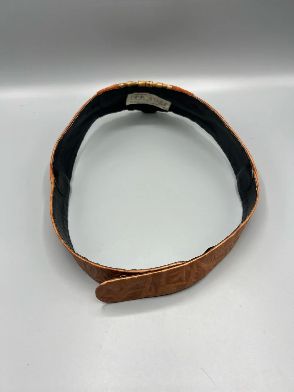 Vintage Leatherock Nina Arjani 80s Embellished Leather Belt San Diego Sz Small